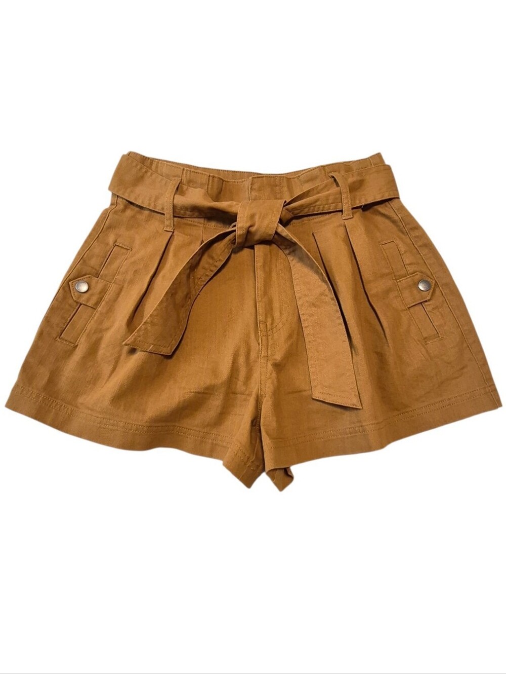 Topshop TGLA Brown High-Rise Paperbag Shorts - Size Medium